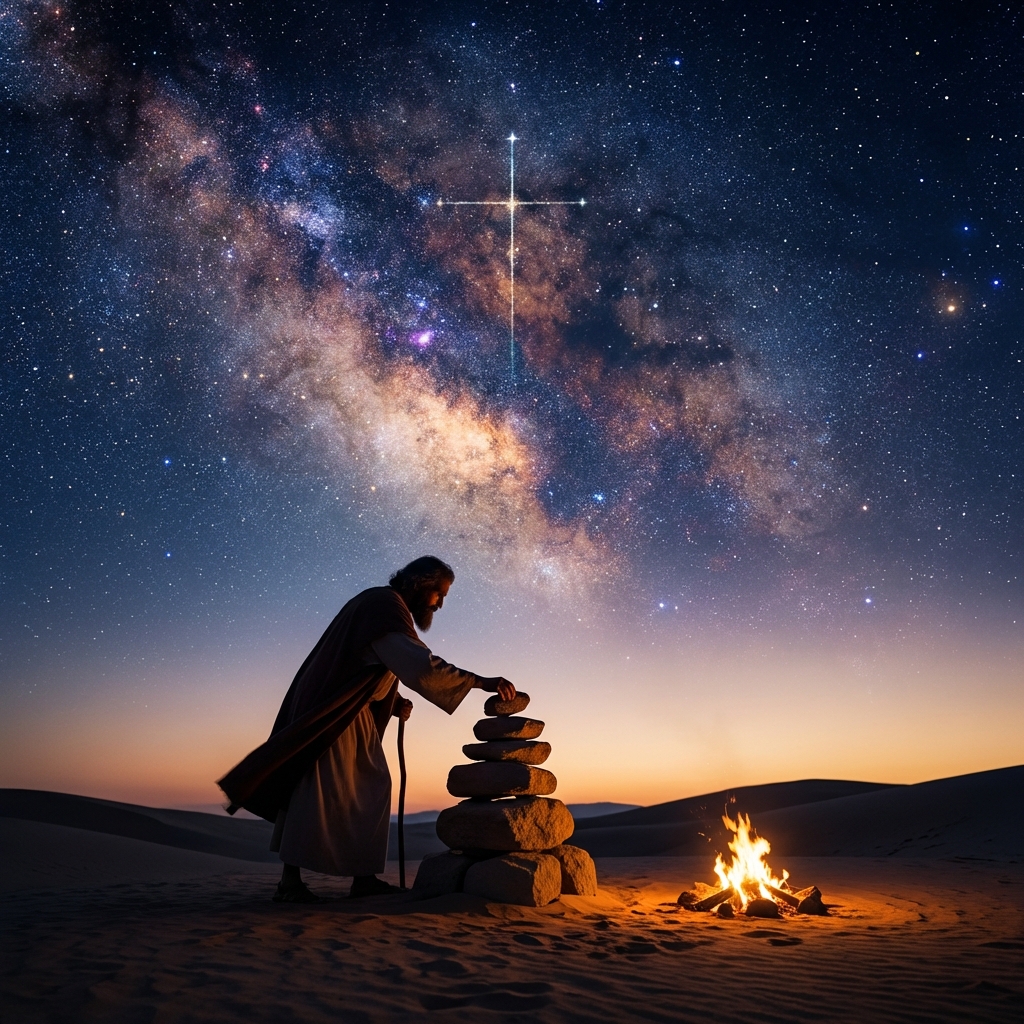 Patriarch building an altar under the stars